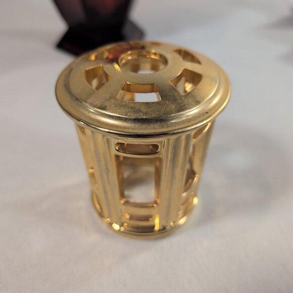 Lampe Berger Fragrance Oil Lamp Red Gold Top Athena Diffuser 3909 Glass RARE - Picture 15 of 16